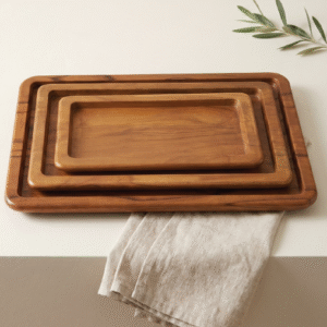 Wooden Rectangle Tray Set
