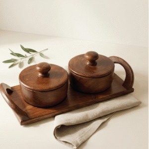 Wooden Pickle Box (2 Bowl)